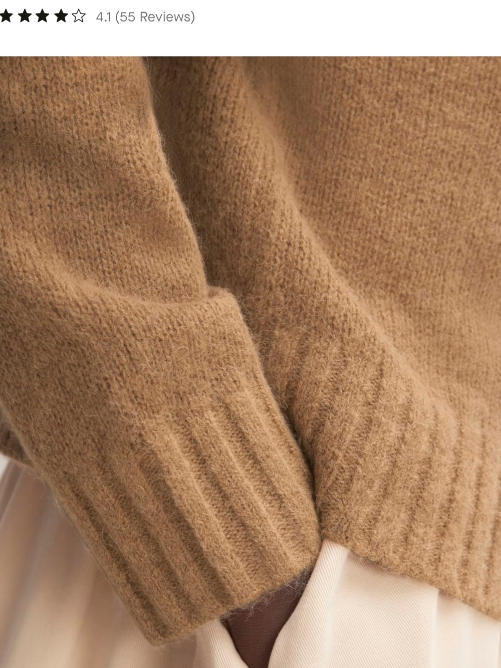 Everlane Alpaca Cropped Camel Crewneck Sweater - Picture 4 of 15